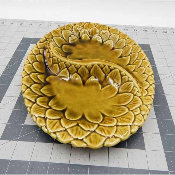 Belmar Of California Artichoke Oval Divided Serving Platter Green Glaze USA 553 - Picture 4 of 8